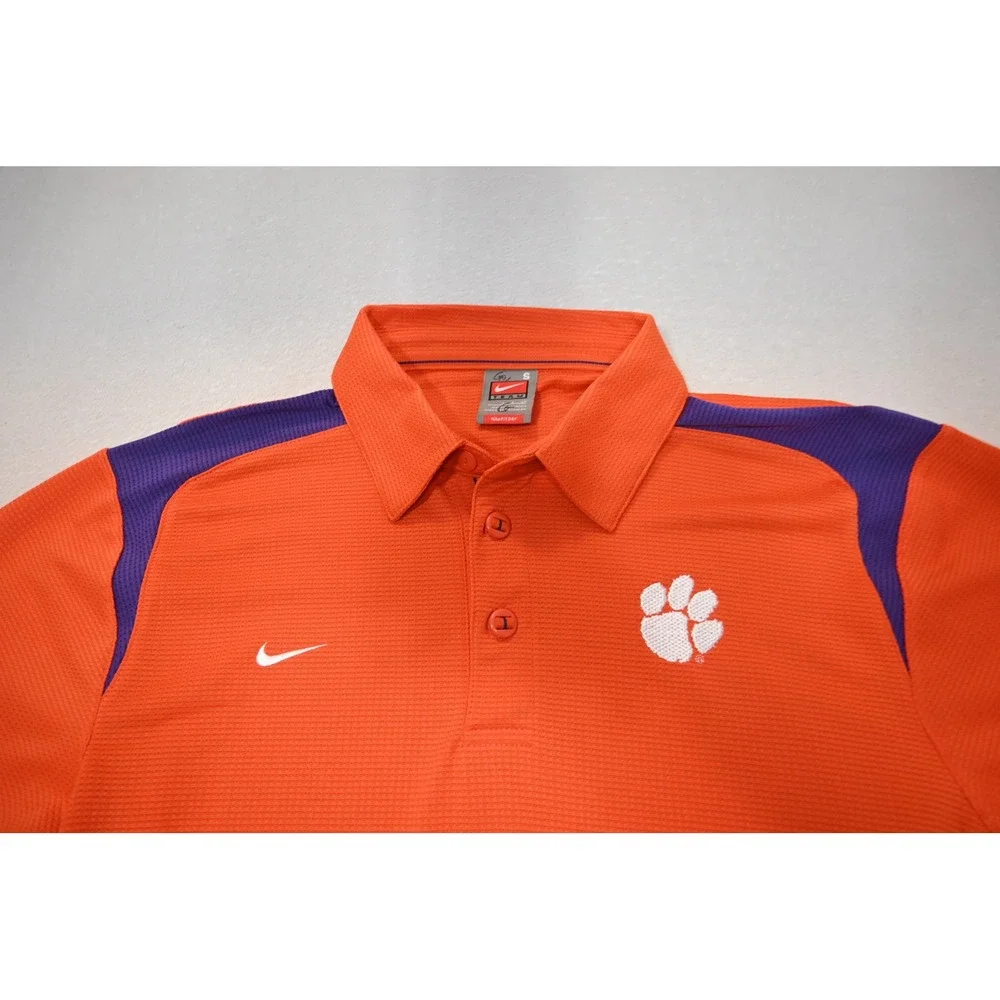 Nike Clemson Tigers Golf Polo Men Small Orange Purple Nike FIT Athletic EUC